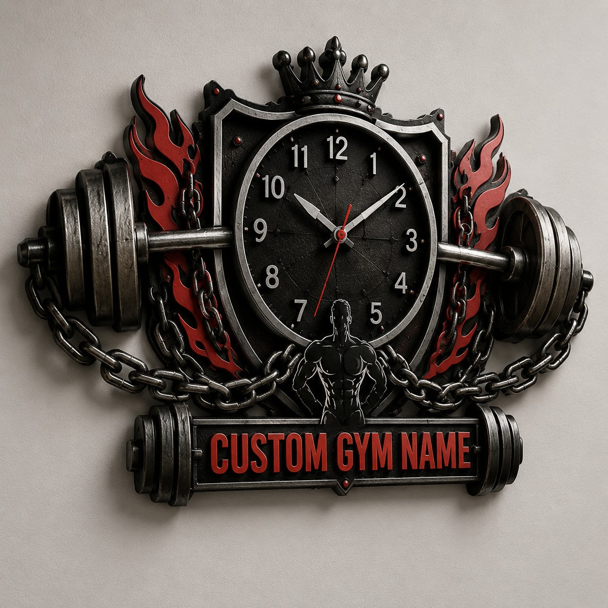 Personalized Gym Wall Clock with Custom Name — personalized with a custom name