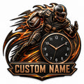 Personalized Football Flame Wall Clock with Custom Name — personalized with a custom name