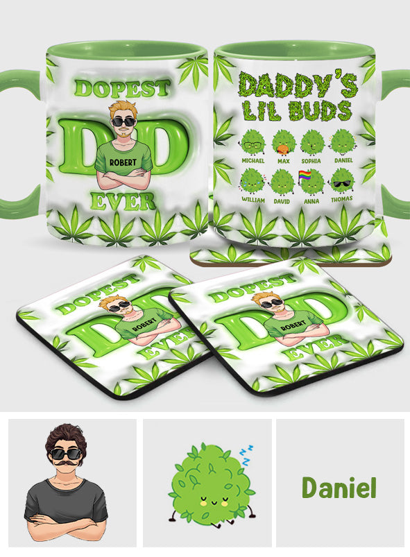 Daddy's Lil Buds World's Dopest Dad - Personalized Father Accent Mug