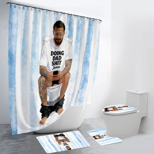 Best Time Of Day - Personalized Father Bathroom Curtain & Mats Set
