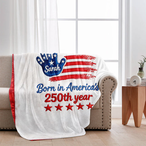 Born In America's 250th Year - Personalized Baby Shower Blanket