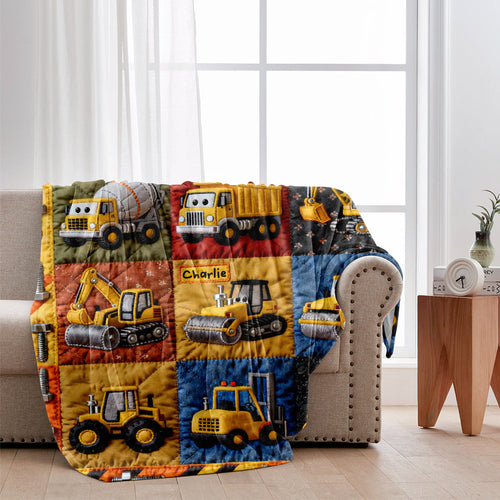 Construction Machines - Personalized Kid Blanket