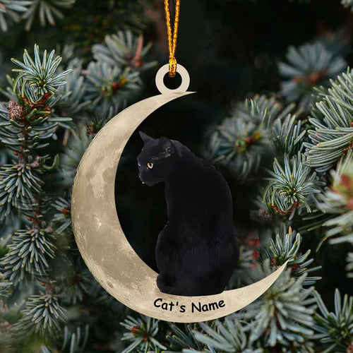 Black Cat Moon - Personalized Ornament (Printed On Both Sides)
