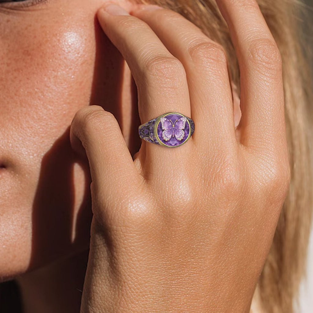 Love Butterfly - Personalized Butterfly Signet Ring
