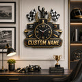 Personalized Racing Champion Podium Wall Clock with Custom Name — personalized with a custom name