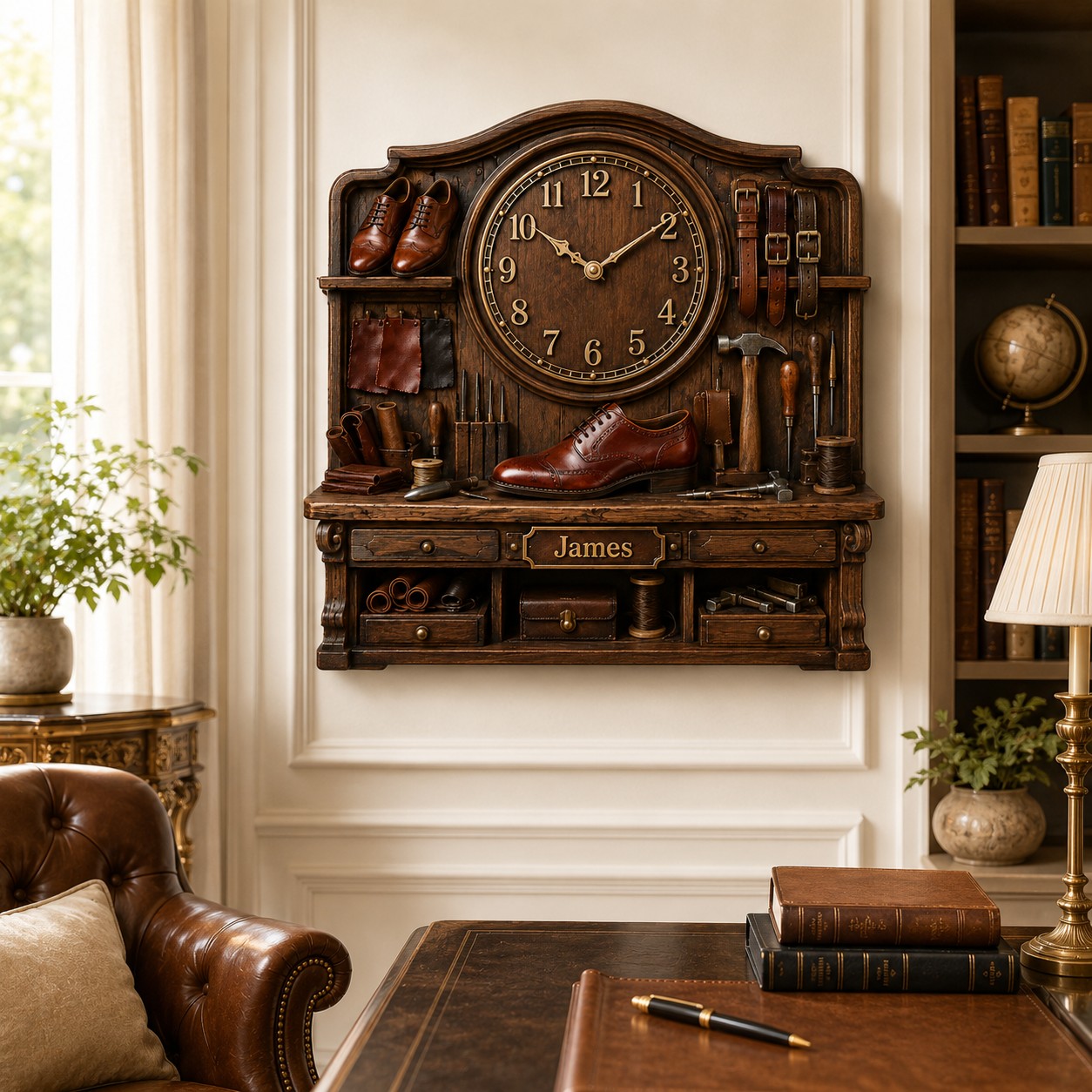 Personalized Shoemaker Wall Clock with Custom Name — personalized with a custom name