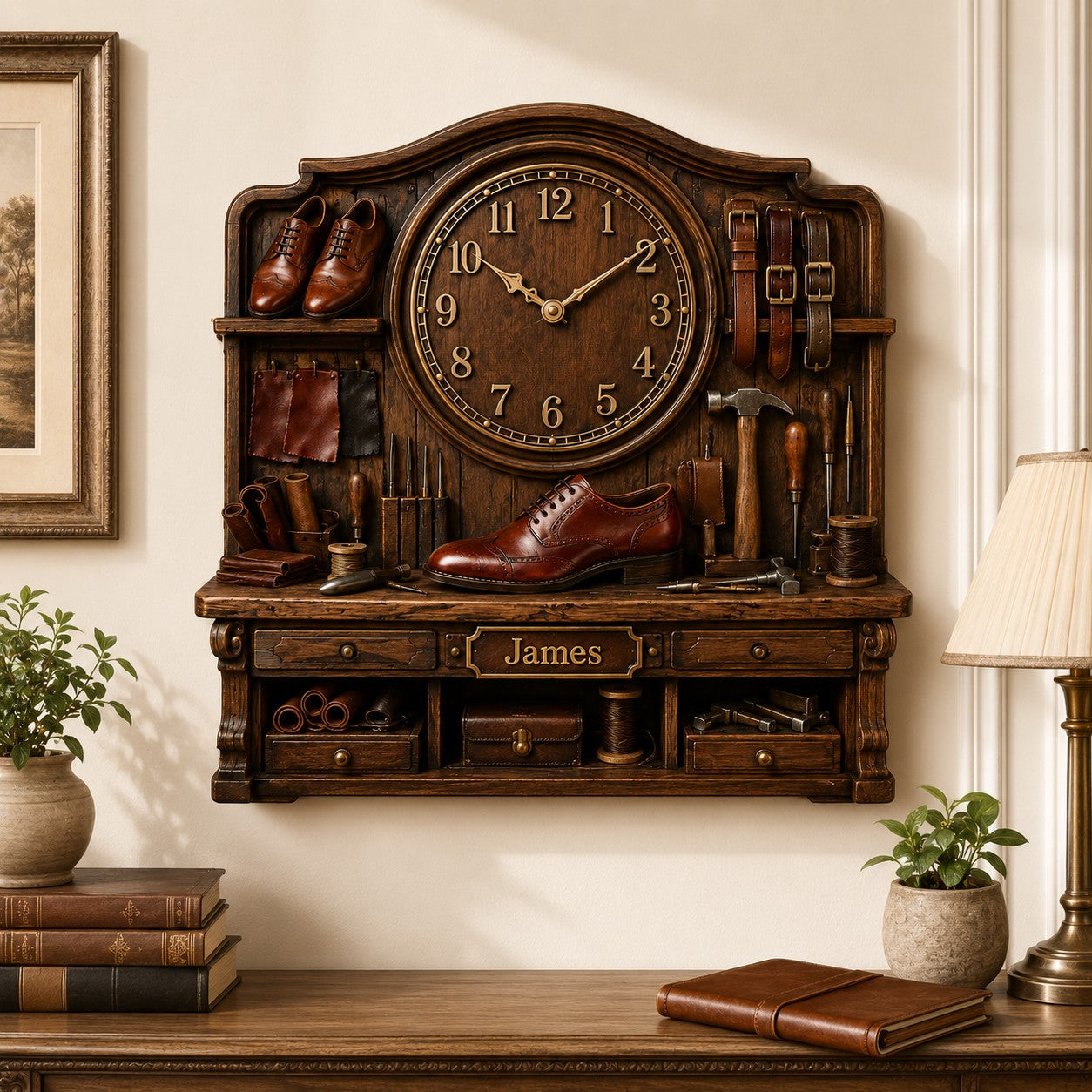 Personalized Shoemaker Wall Clock with Custom Name — personalized with a custom name
