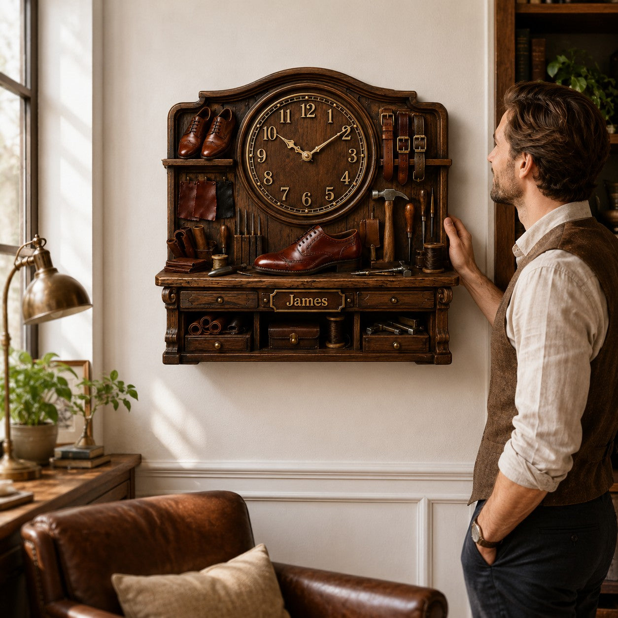 Personalized Shoemaker Wall Clock with Custom Name — personalized with a custom name