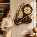 Personalized Book and Quill Wall Clock with Custom Name — personalized with a custom name