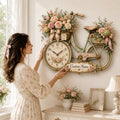 Personalized Floral Bicycle Wall Clock with Custom Name — personalized with a custom name