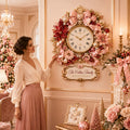 Personalized Coquette Bow Holiday Wall Clock with Custom Name — personalized with a custom name