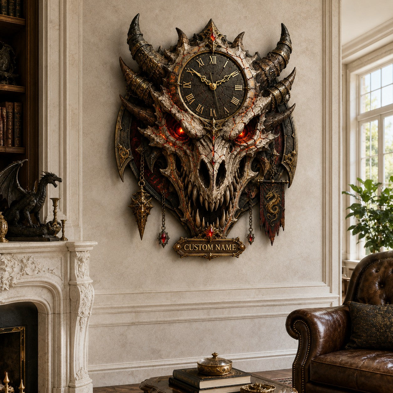 Personalized Ancient Relic Collectors Wall Clock with Custom Name — personalized with a custom name
