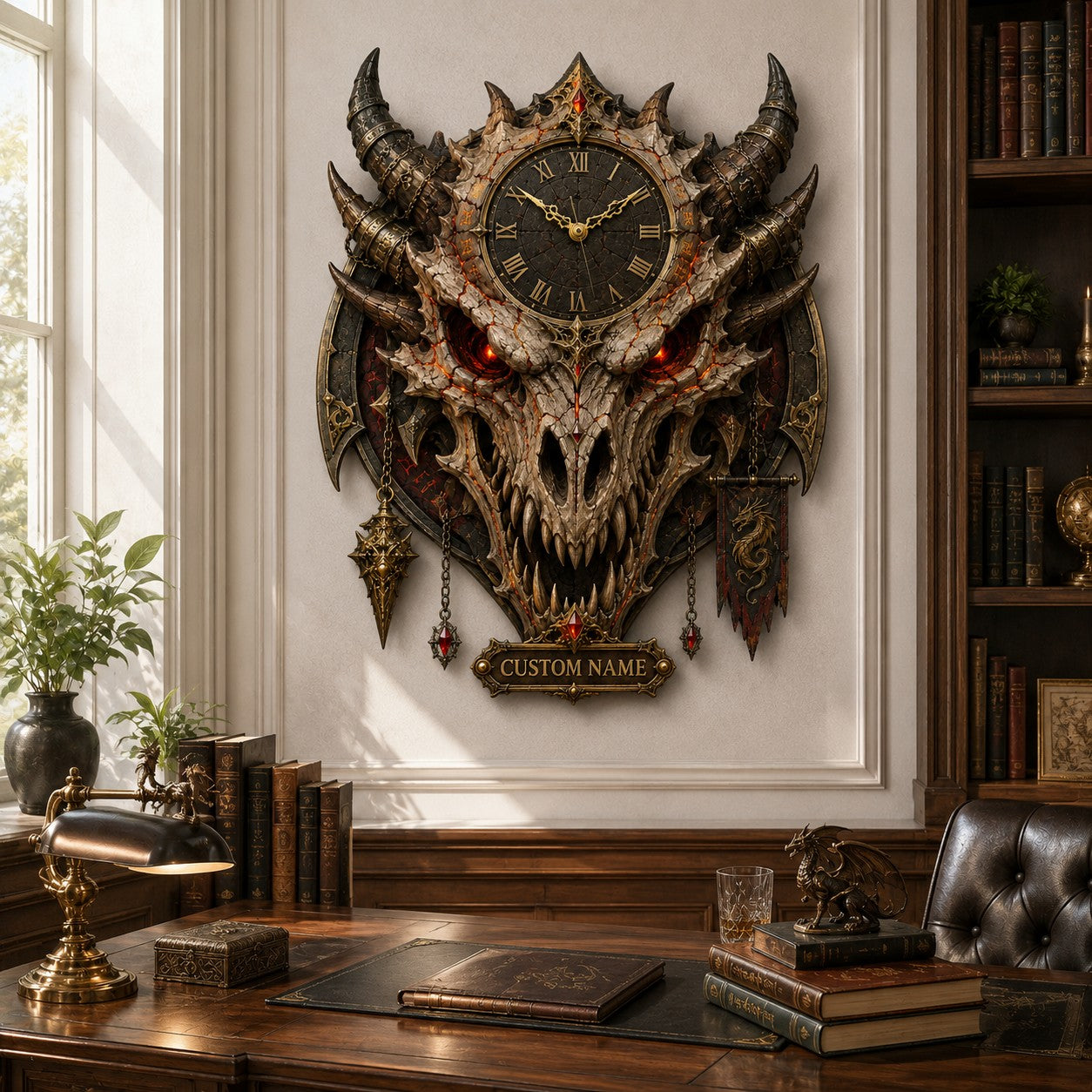 Personalized Ancient Relic Collectors Wall Clock with Custom Name — personalized with a custom name