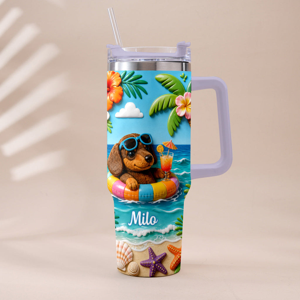 Any Photo Summer Vibes - Personalized Dog Tumbler With Plush Charm