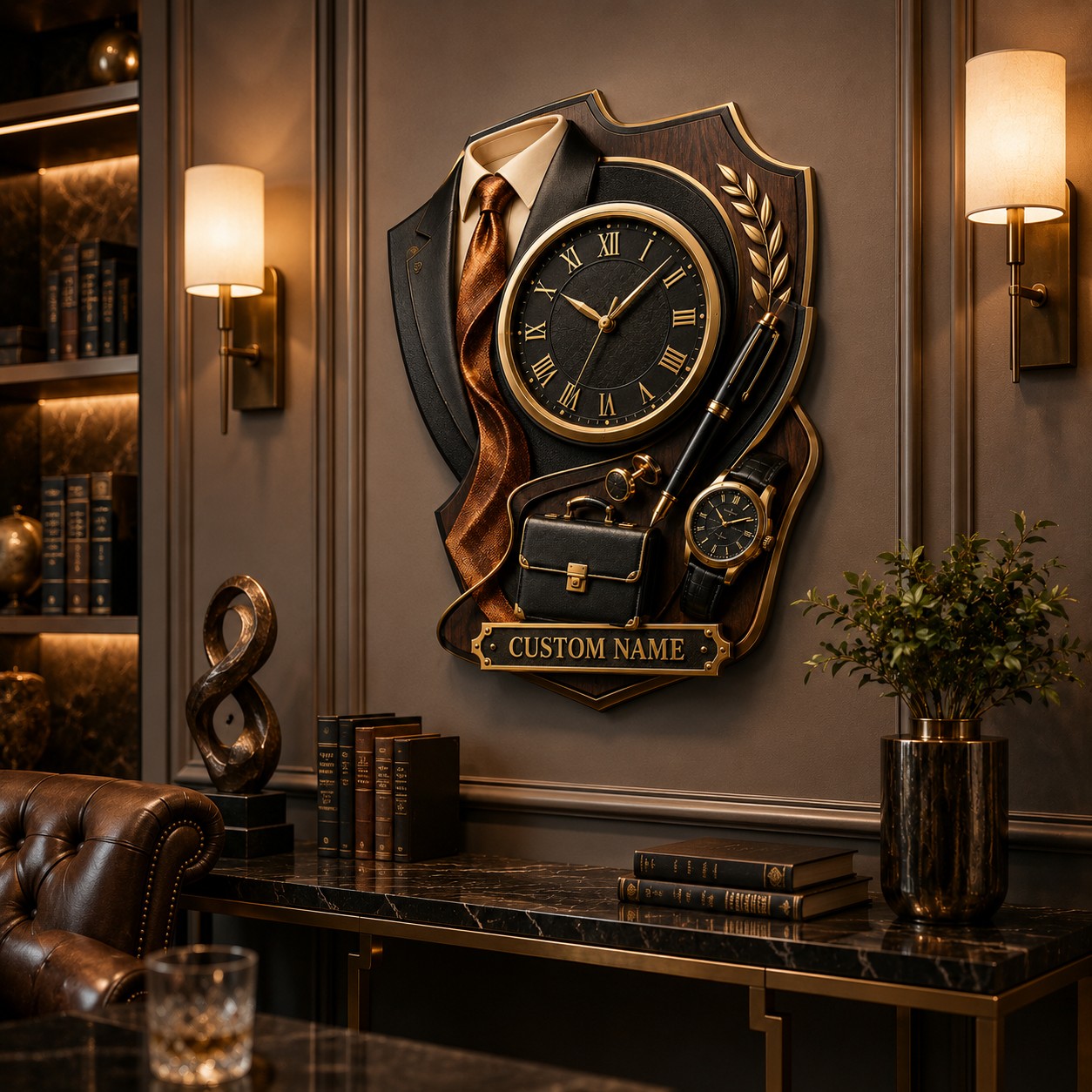 Personalized Executive Wall Clock with Custom Name — personalized with a custom name