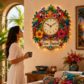 Personalized Tropical Parrot Wall Clock with Custom Name — personalized with a custom name