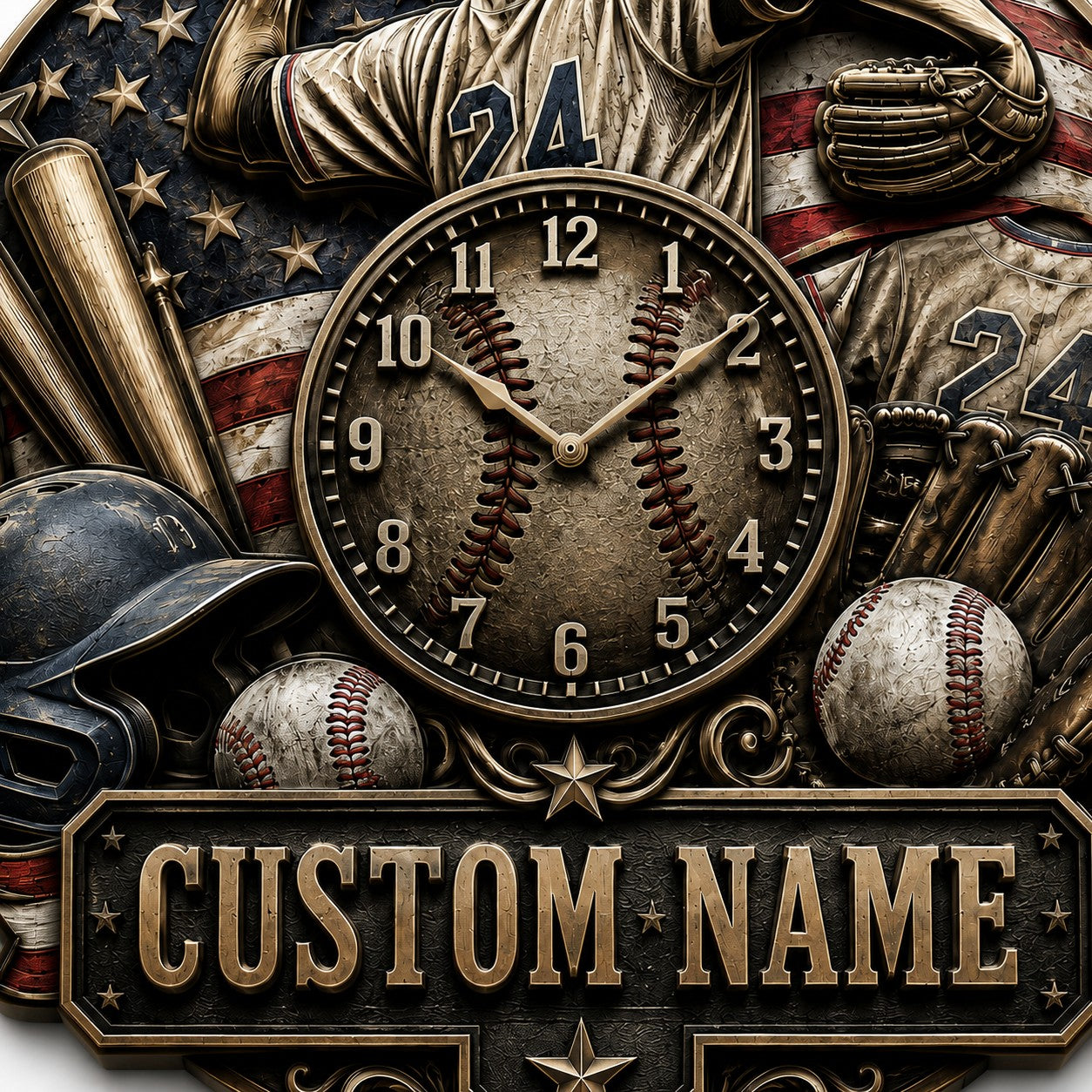 Personalized Youth Baseball Wall Clock with Custom Name — personalized with a custom name