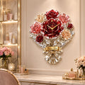 Personalized Luxury Rose Bouquet Wall Clock with Custom Name — personalized with a custom name