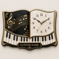 Personalized Piano Educators Wall Clock, Custom Name Gift for Pianists — personalized with a custom name