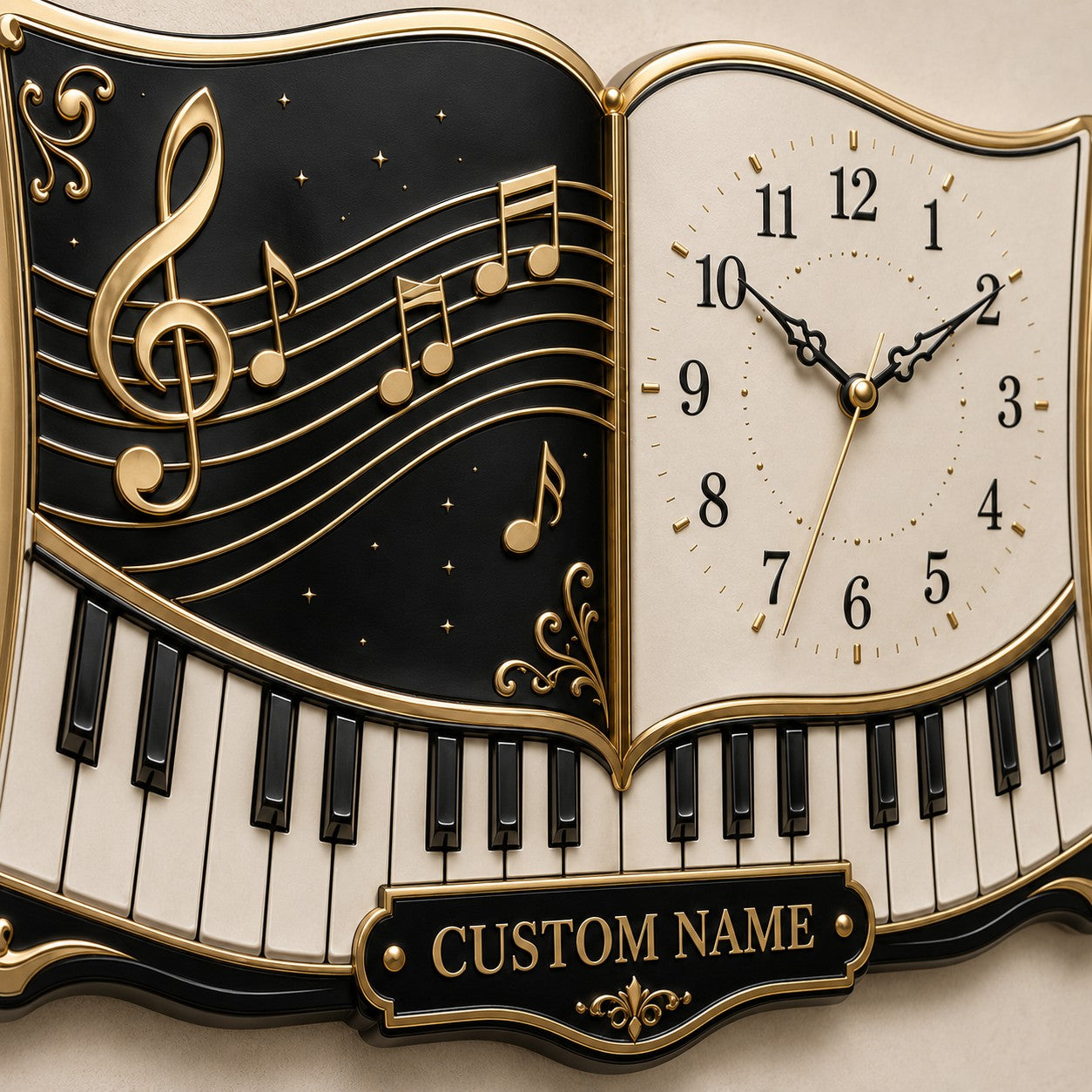 Personalized Piano Educators Wall Clock, Custom Name Gift for Pianists — personalized with a custom name