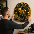 Personalized Championship Celebration Wall Clock with Custom Name — personalized with a custom name