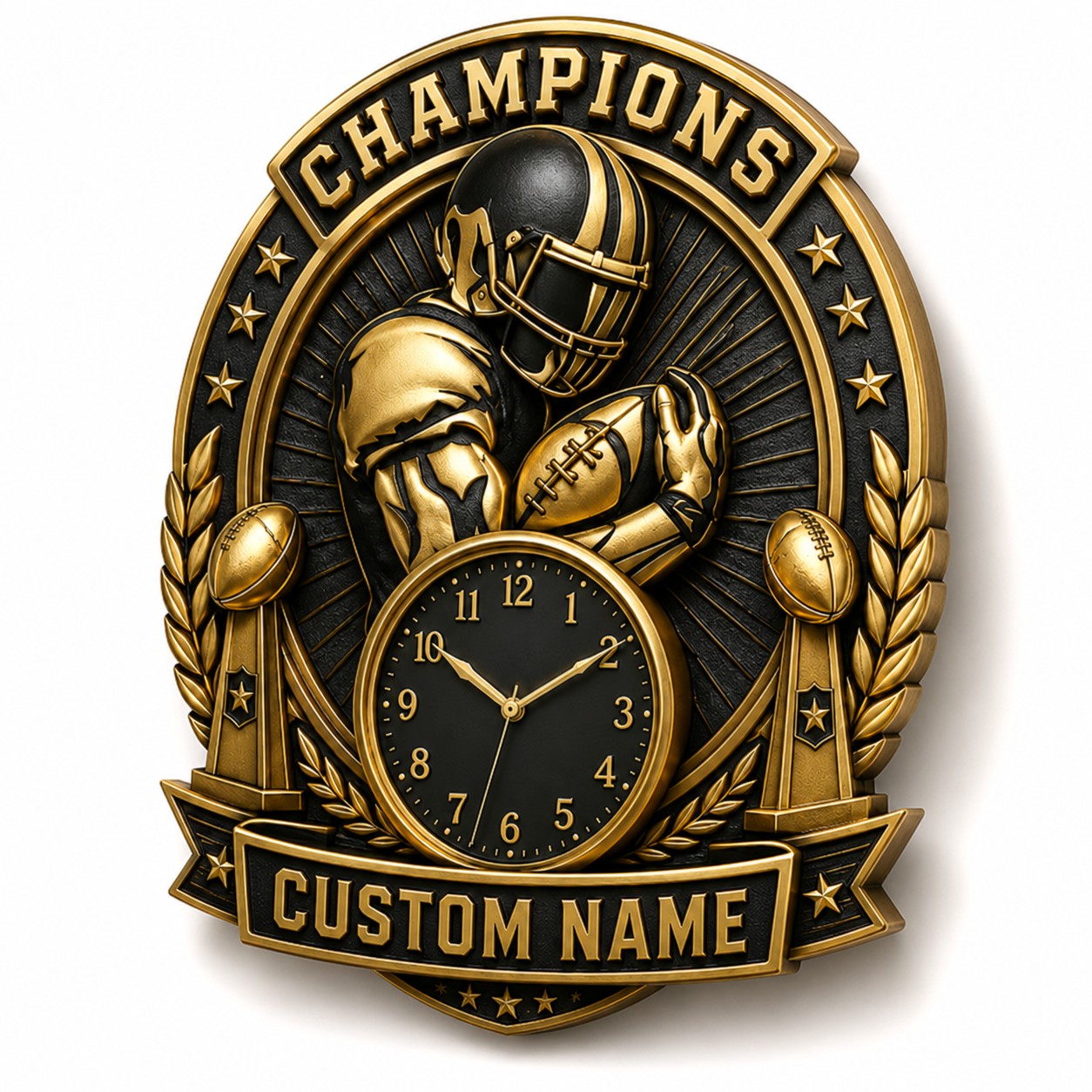 Personalized Championship Celebration Wall Clock with Custom Name — personalized with a custom name