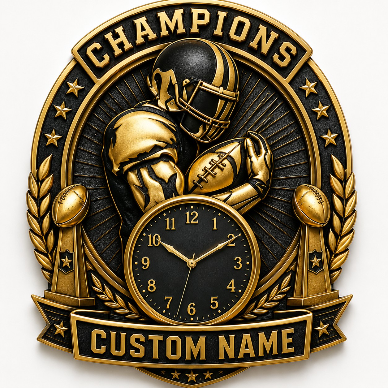 Personalized Championship Celebration Wall Clock with Custom Name — personalized with a custom name