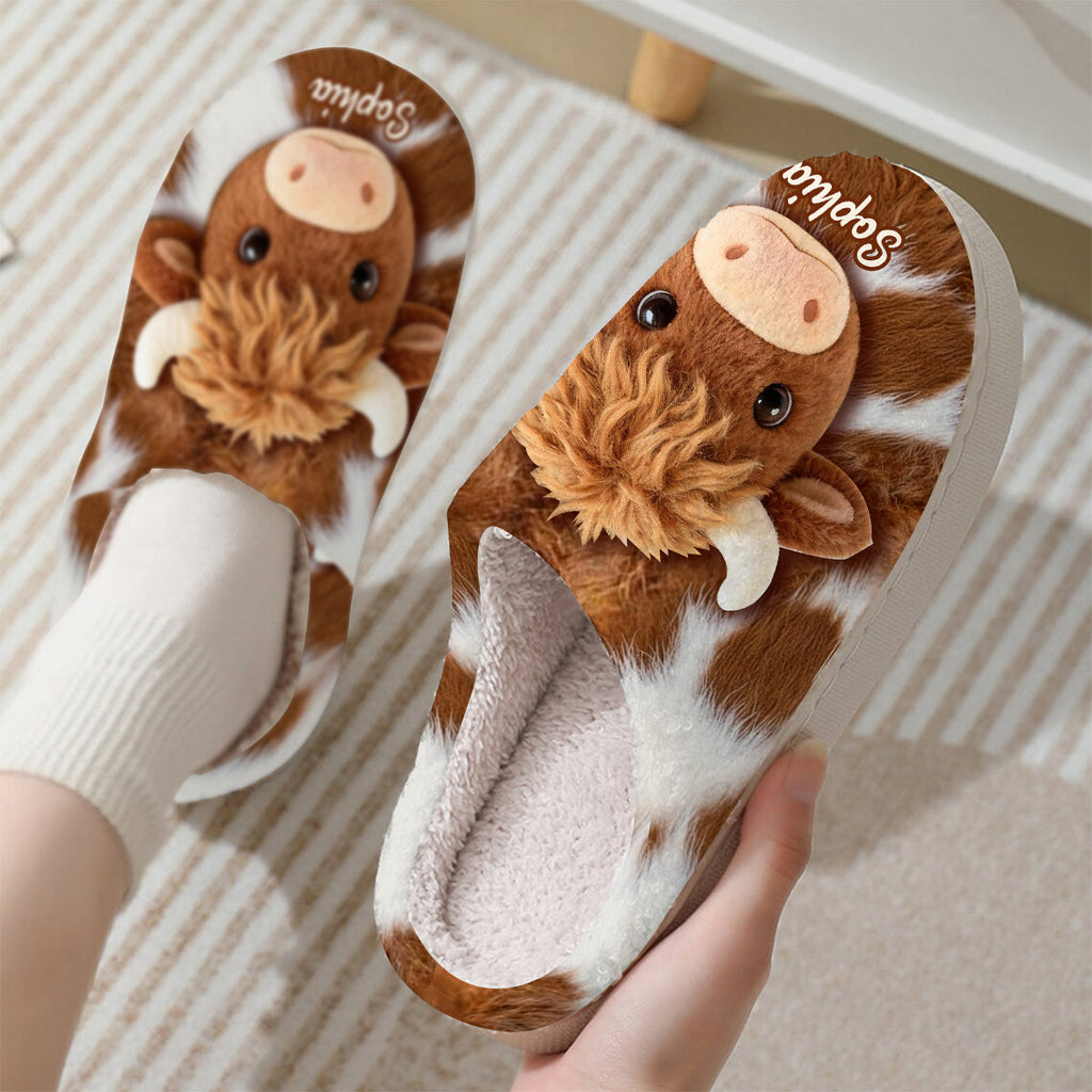 Love Highland Cow - Personalized Highland Cow Slippers