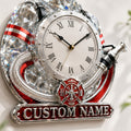 Personalized Crystal Firefighter Wall Clock with Custom Name — personalized with a custom name