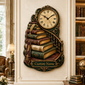 Personalized Vintage Book Staircase Wall Clock with Custom Name — personalized with a custom name