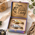 Personalized Gold Silver Fishing Lures Wall Clock with Custom Name — personalized with a custom name