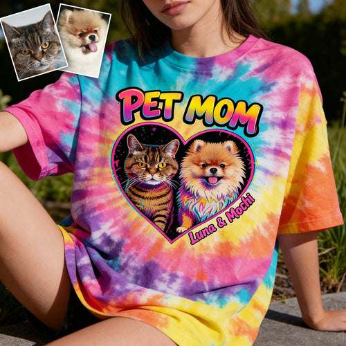 Custom Tie Dye Shirt For Dog Mom/ Dog Dad/ Cat Mom... - Personalized Dog All Over Shirt