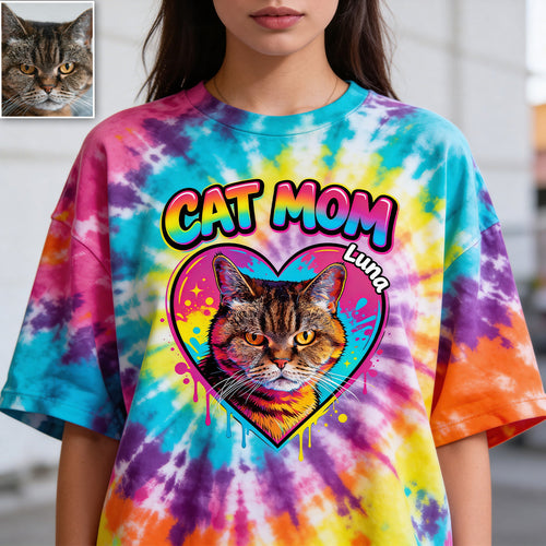 Custom Tie Dye Shirt For Dog Mom/ Dog Dad/ Cat Mom... - Personalized Dog All Over Shirt