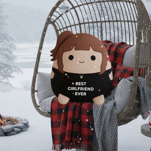 Custom Photo Squishmallow Couple Gift Best Boyfriend Girlfriend Ever - Personalized Couple Faux Fur Shaped Pillow