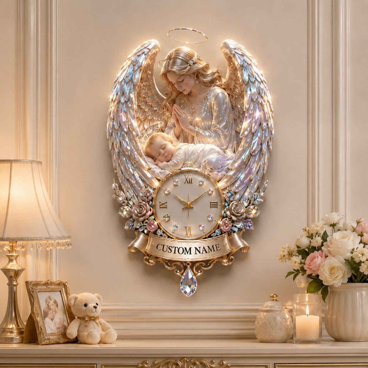 Personalized Nursery Interiors Wall Clock, Custom Name Gift for Nurses — personalized with a custom name