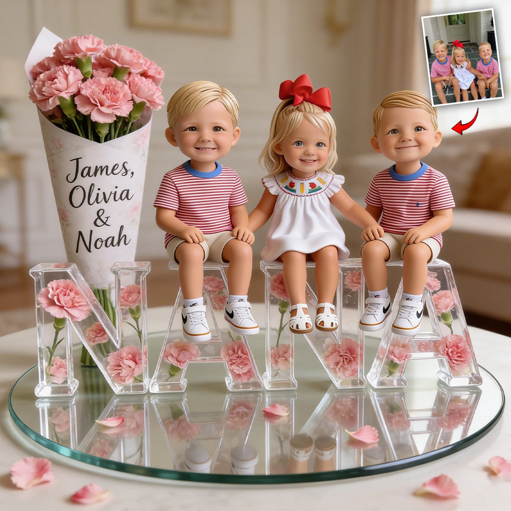Custom Any Photo, Any Flower - Personalized Grandma Custom Shaped Acrylic Plaque