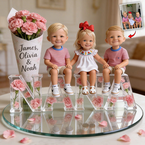 Custom Any Photo, Any Flower - Personalized Grandma Custom Shaped Acrylic Plaque
