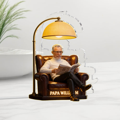 Custom Lamp From Photo - Gift For Papa Dad - Personalized Grandpa Acrylic LED Night Light