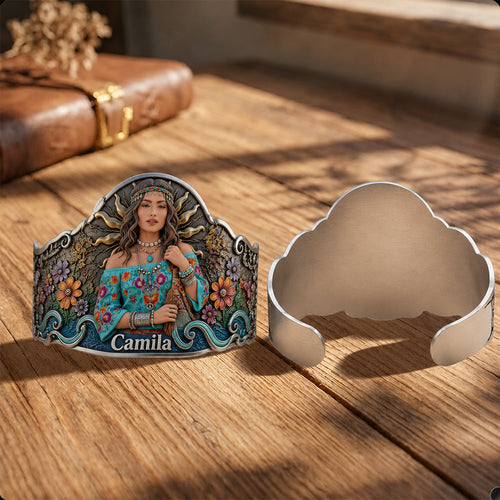 Any Photo Hippie Soul - Personalized Hippie Shaped Cuff Bracelet