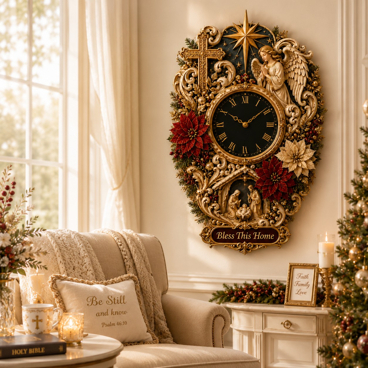 Personalized Christian Wall Clock with Custom Name — personalized with a custom name