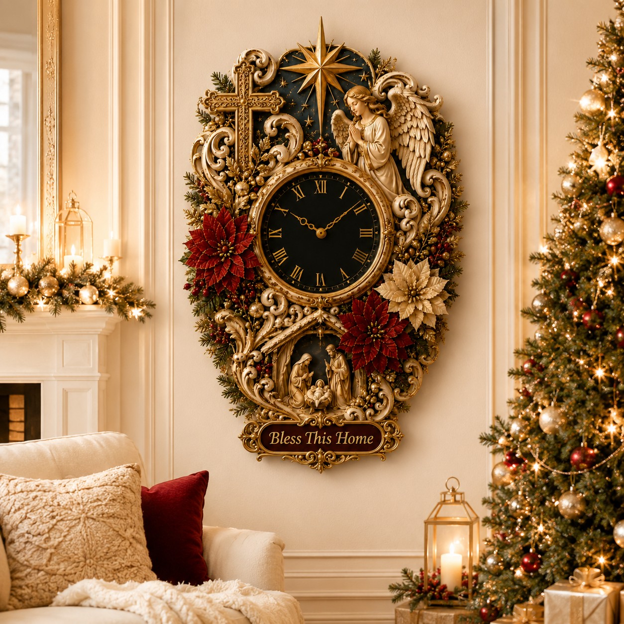 Personalized Christian Wall Clock with Custom Name — personalized with a custom name