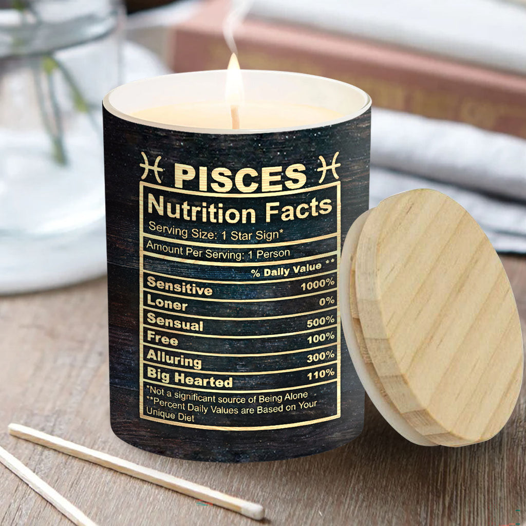 Zodiac Nutrition Facts - Personalized Horoscope Candle With Wooden Lid
