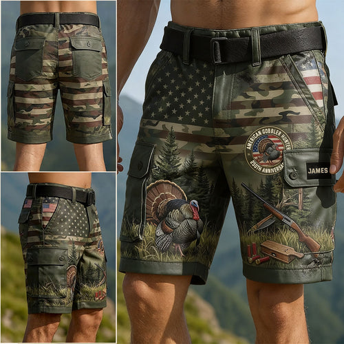 American Gobbler Hunter - Personalized Hunting Cargo Shorts With Belt