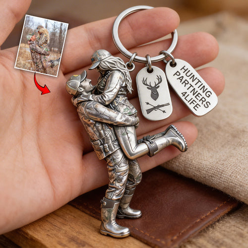 Custom Keychain From Any Photo - Personalized Hunting Keychain With Charms