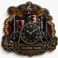 Personalized Drummers and Percussionists Wall Clock with Custom Name — personalized with a custom name