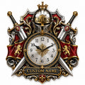 Personalized Medieval Sword Wall Clock with Custom Name — personalized with a custom name