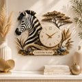 Personalized Zebra Wall Clock with Custom Name — personalized with a custom name