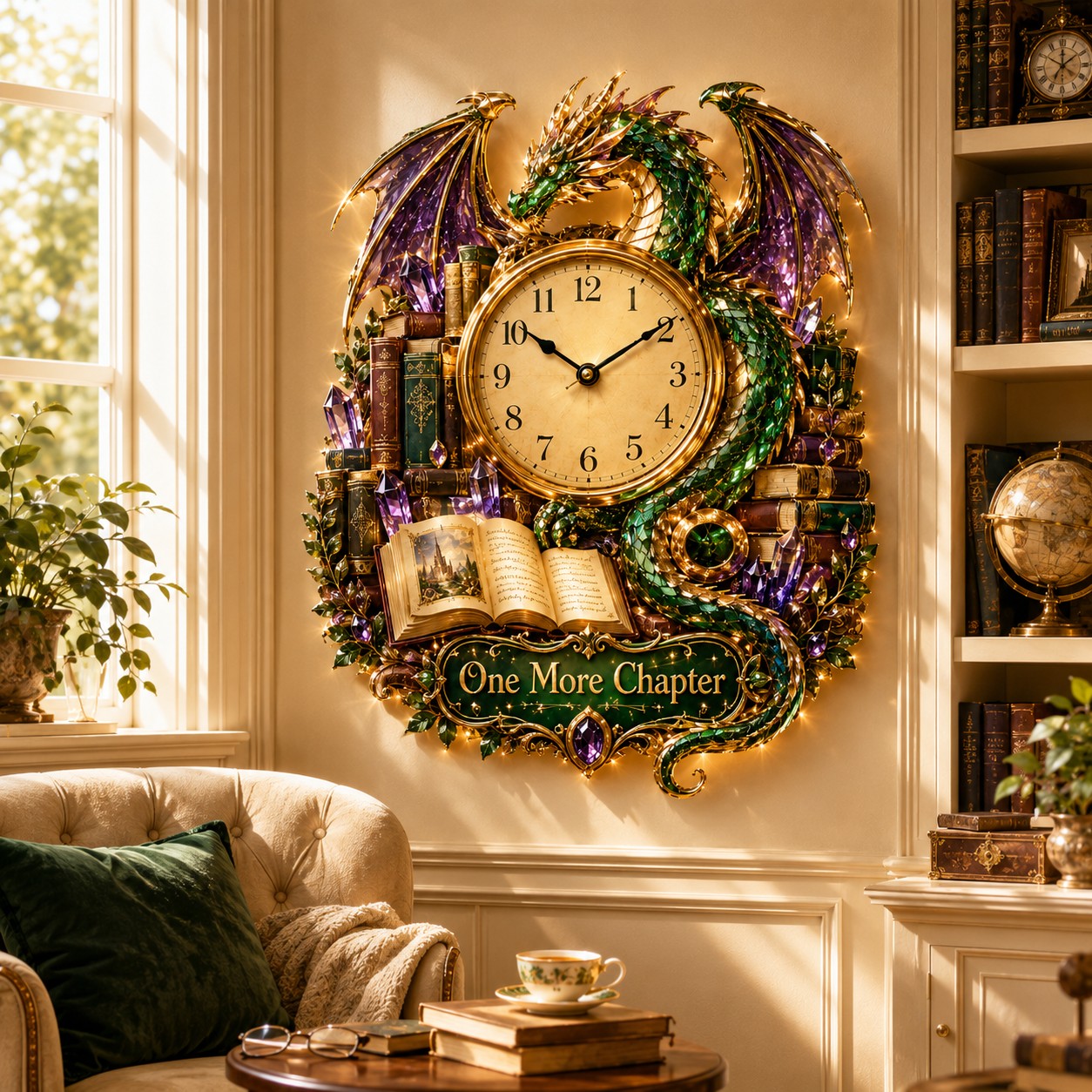 Personalized One More Chapter Wall Clock with Custom Name — personalized with a custom name