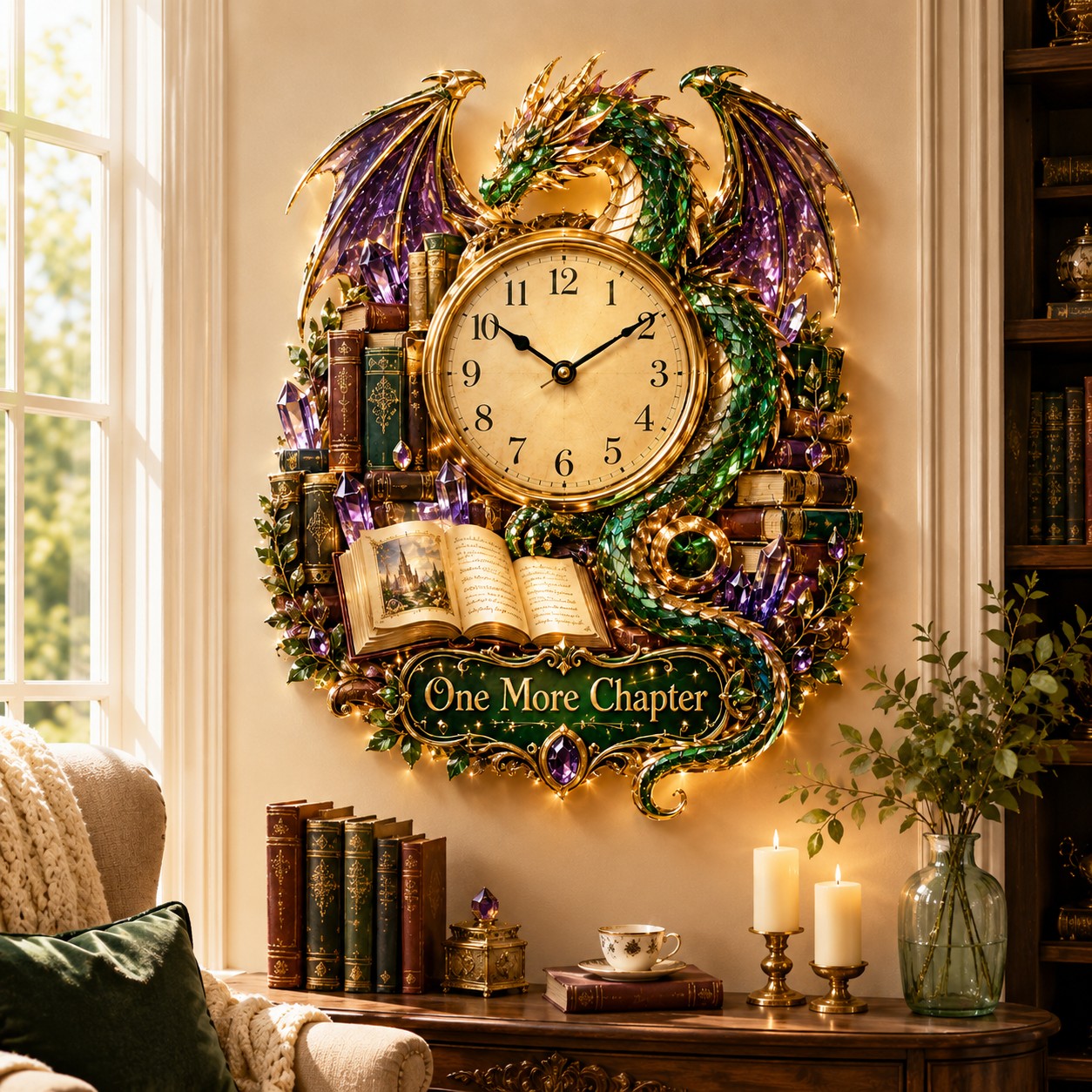Personalized One More Chapter Wall Clock with Custom Name — personalized with a custom name