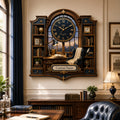 Personalized Navy Library Wall Clock with Custom Name — personalized with a custom name